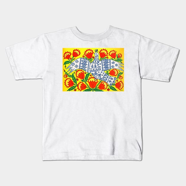 Maria Prymachenko, Dove of Peace, Марія Приймаченко, Голубка Мира, Ukrainian Folk Art Kids T-Shirt by ZiggyPrint